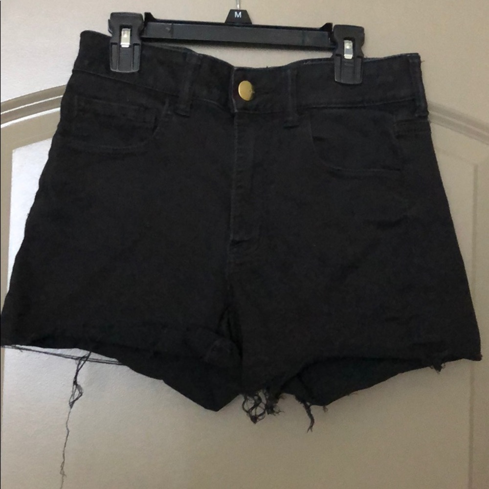 Black denim shorts